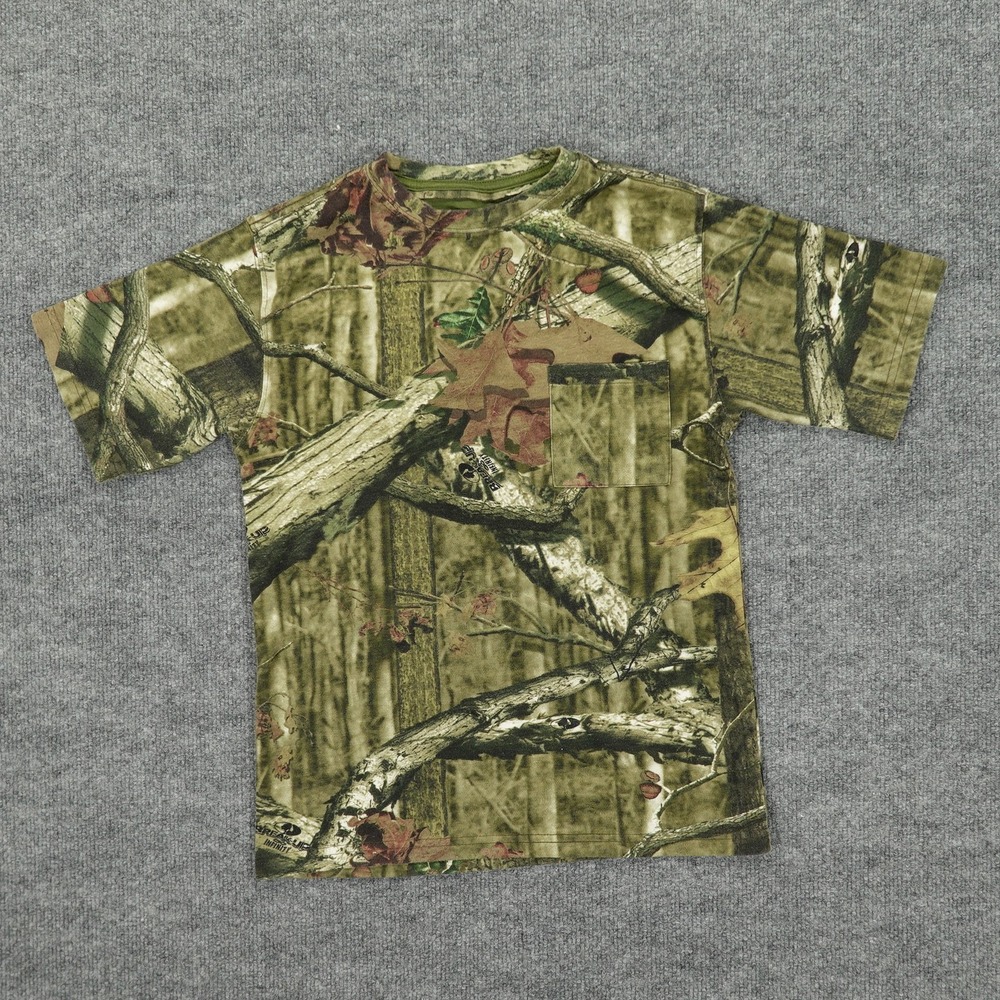Mossy Oak Shirt Youth Large 10-12 Camo Break-Up Infinity Hunting Pocket Tee
